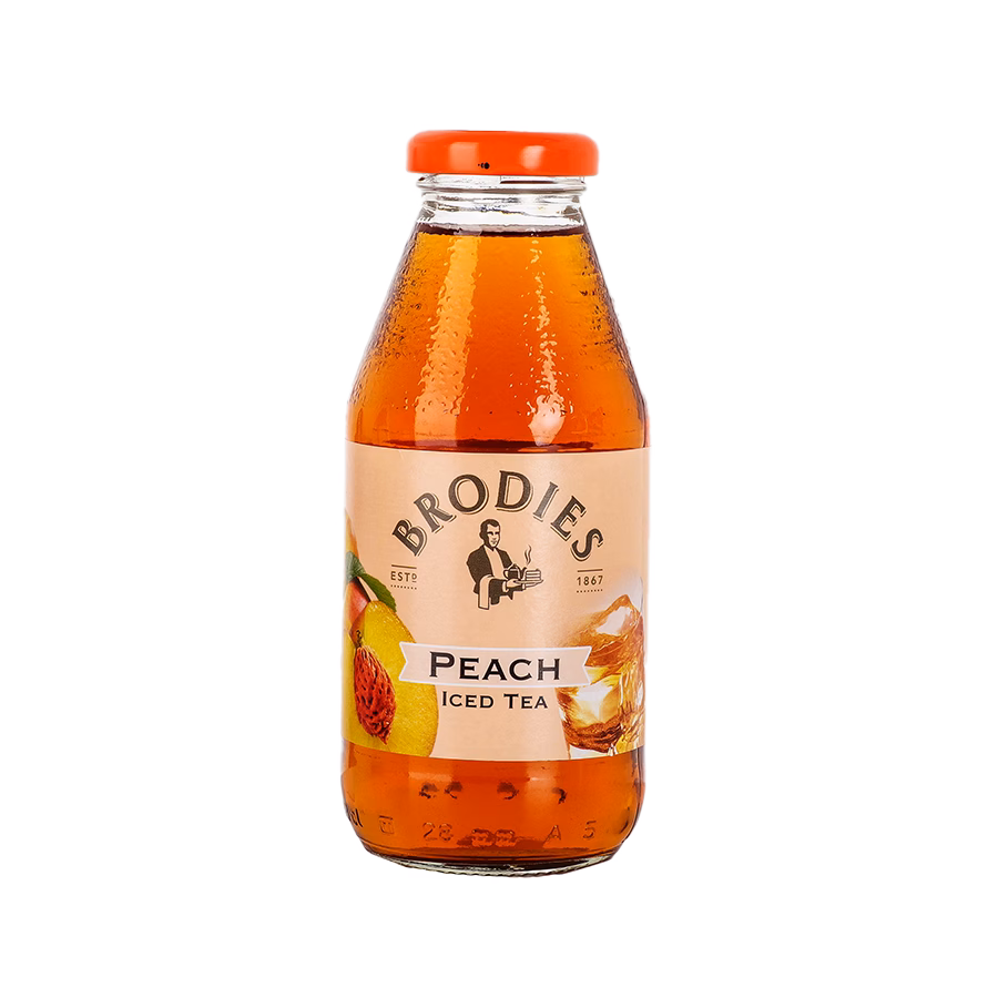Produktbild: Brodies Eistee Pfirsich, Flasche, Packung mit 12 Flaschen