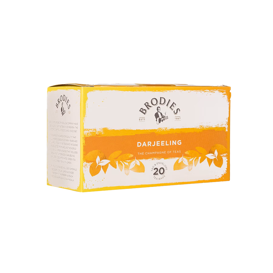 Produktbild: Brodies Tee Darjeeling, Teebeutel, Karton mit 20 Teebeuteln
