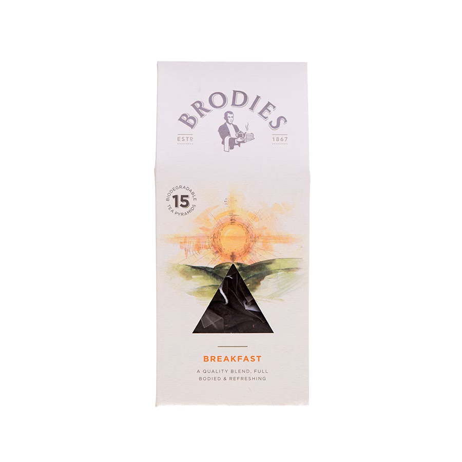 Produktbild: Brodies Tee Breakfast Tea, Tee-Pyramide, Karton mit 15 Pyramiden