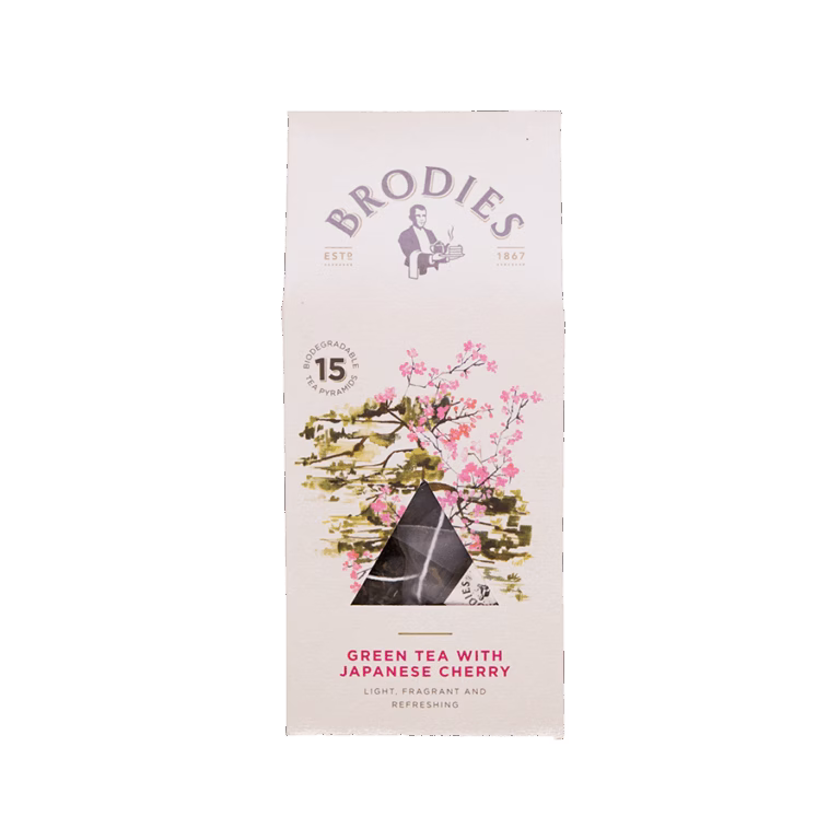 Produktbild: Brodies Tee Green Tea, Tee-Pyramide, Karton mit 15 Pyramiden